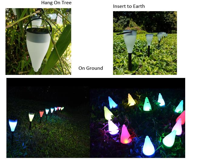 Les petites lumières solaires colorées de jardin de LED faciles installent pour accrocher/insertion/terre