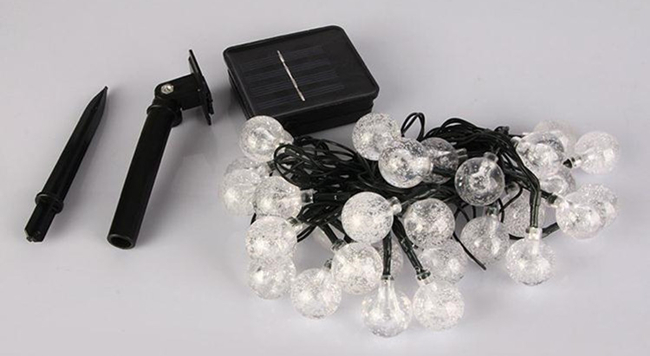Lumières féeriques solaires de ficelle de la boule de cristal LED de 19,7 pi pour la décoration de vacances