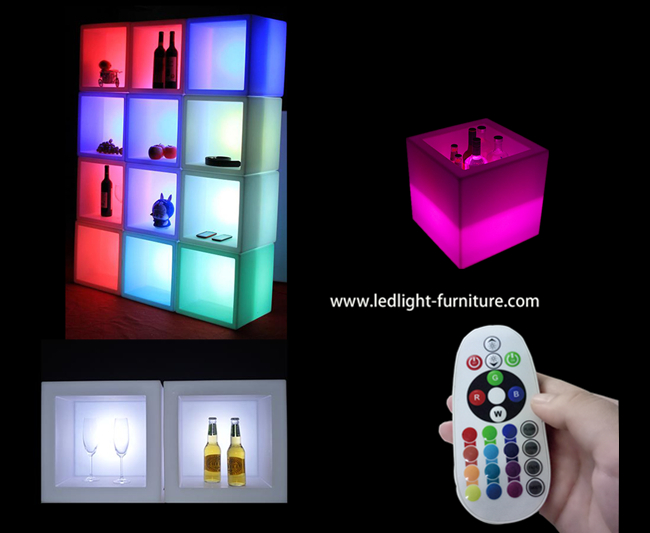 Refroidisseur rechargeable de seau à glace de la lumière 40cm de cube en polyéthylène LED pour l'affichage de bouteille