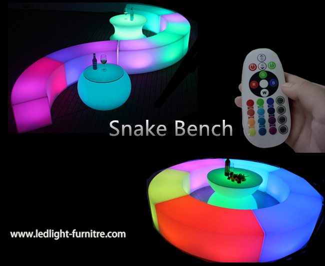 Banc portatif de lumière du serpent LED rechargeable pour la décoration extérieure de partie