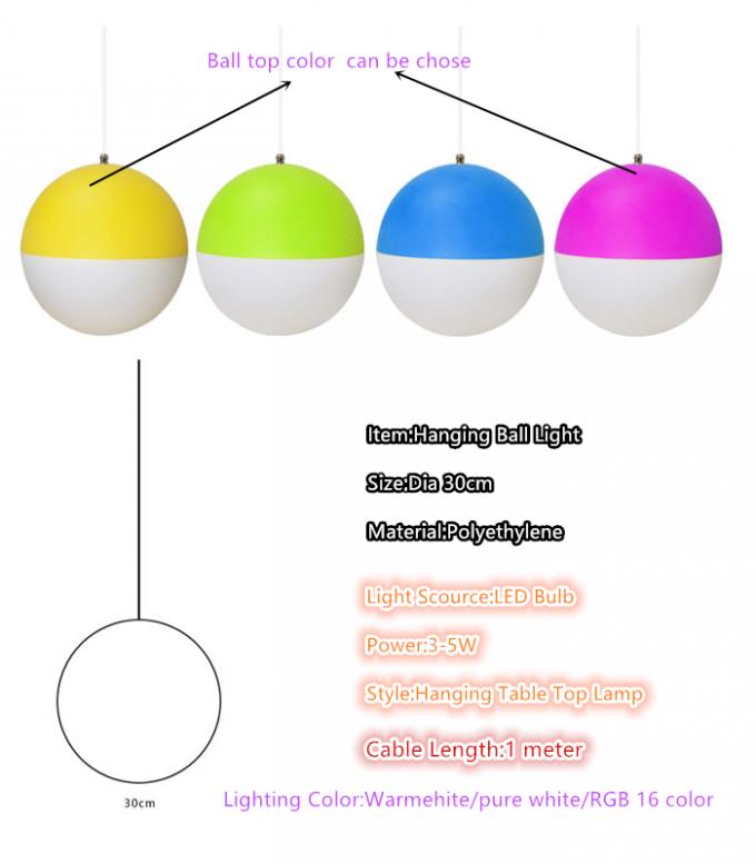 La suspension a mené la couleur changeant la lumière légère de pendant de globe de la boule 30cm