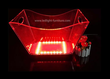 Chine Seau à glace transparent acrylique adapté aux besoins du client de LED avec la lumière colorée et deux poignées fournisseur