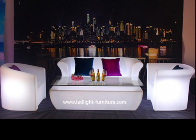 Sofa en plastique de lueur de meubles de lumière de la boîte de nuit LED avec le changement de couleurs de RVB